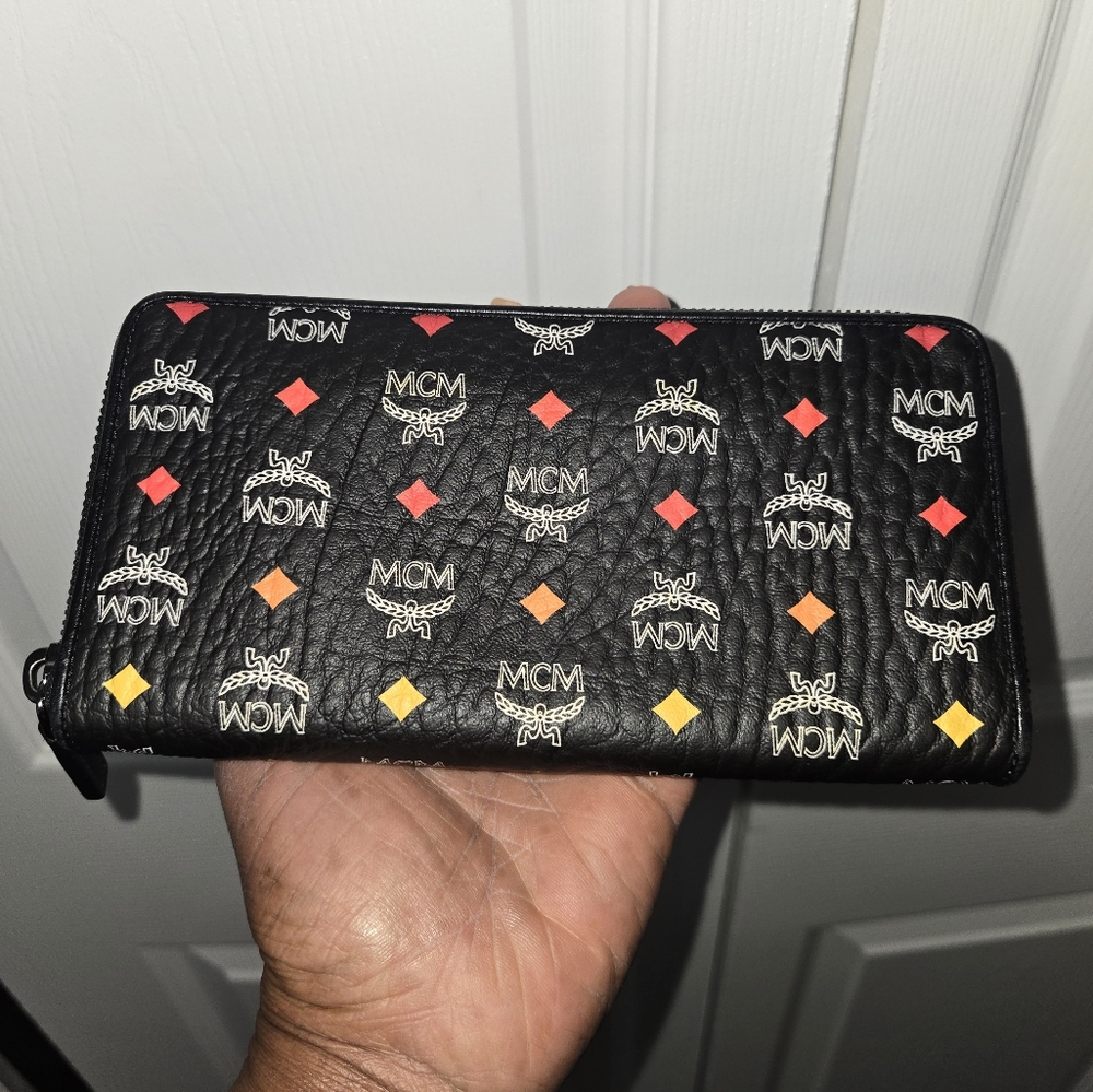 MCM Black Wallet with Multicolor Accents